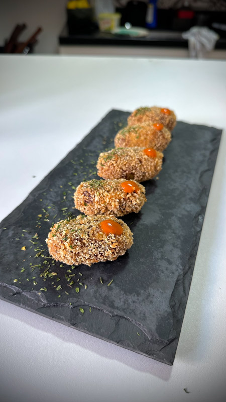 Bolinho de abóbora com carne seca