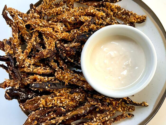 Palitinhos de Berinjela com Crosta de Parmesão